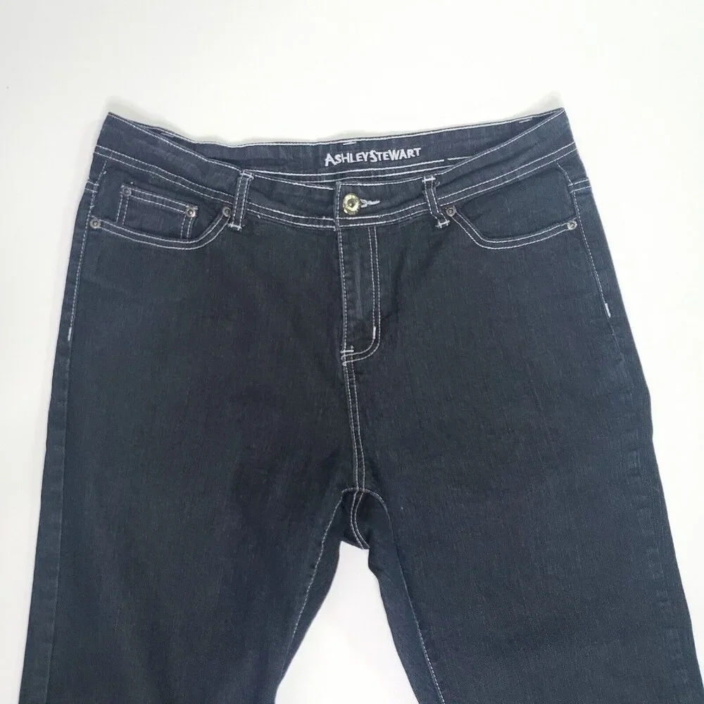 ASHLEY STEWART Denim Jeans Women's Size 14 Dark Blue Wash Citycore Dark Academia - Picture 9 of 16
